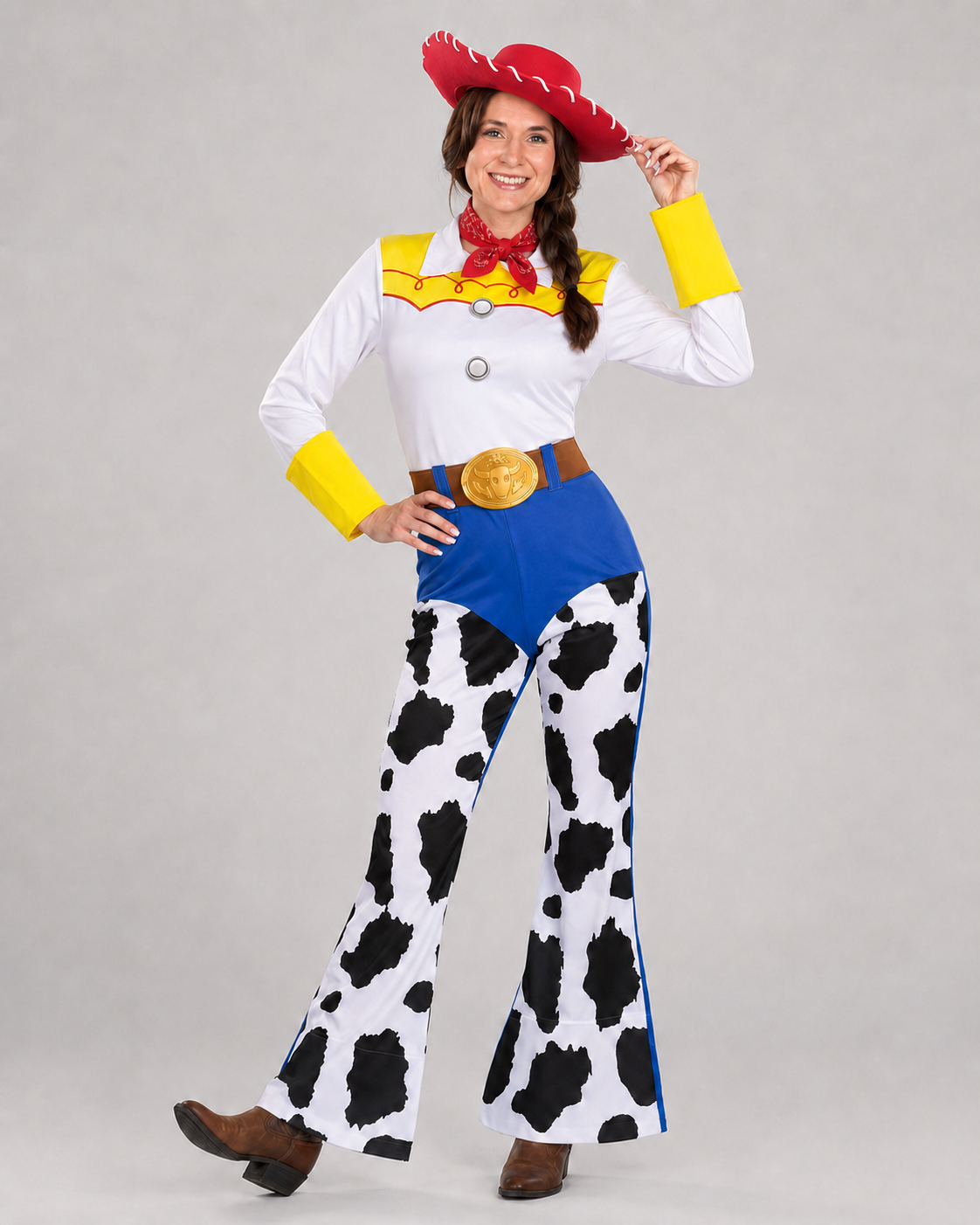 Playful cowgirl character in a western-inspired outfit